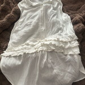 POL Cream Sleeveless Top with Ruffle Accent